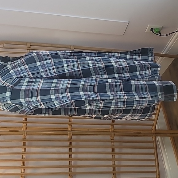 Eddie Bauer men's long sleeve blue red plaid shirt button down front pocket XLT - Picture 5 of 15